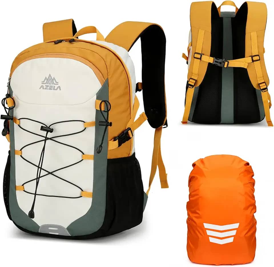 GES Mochila feminina ultraleve de 30 L com compartimento para laptop, capa de chuva para caminhadas, acampamento, escalada