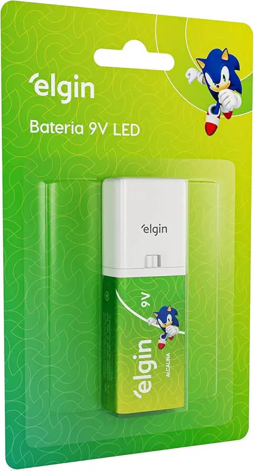 Bateria Alcalina 9v com lanterna LED Azul - Elgin