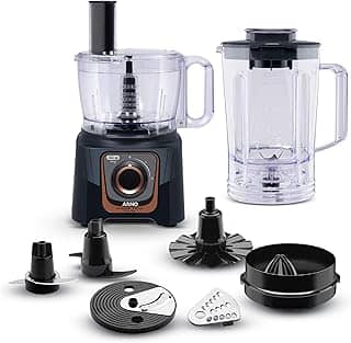 Multiprocessador Arno Multichef 700W MP72, com 24 Funções, Preto, 7 Acessórios, 2 Velocidades, Liquidificador 3,1L e Espremedor de Frutas, 220V
