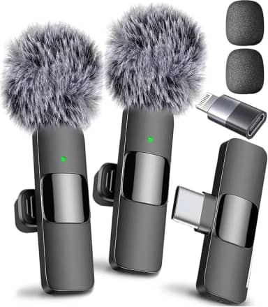 Microfone sem fio Mini Mic Pro para iPhone, iPad, Android, microfone de lapela para gravação de vídeo, 2 unidades de microfones, gravação cristalina com USB-C para podcast, ASMR