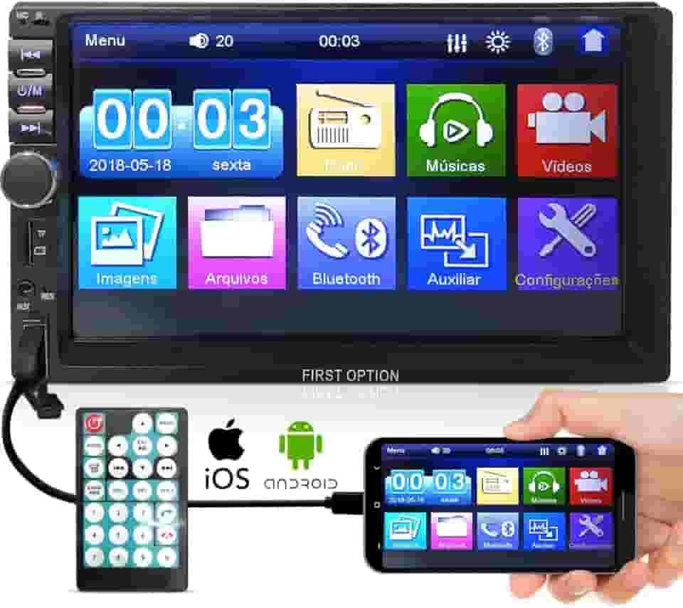 Central Multimídia Mp5 First Option 7810H Universal 2din Bt Usb Fm Leitor SD