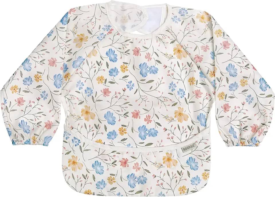 haakaa Babador de manga comprida à prova de bagunça, babador de bebê resistente à água para comer, babador infantil lavável na máquina para desmame de LED, ajuste ajustável para 6 a 24 meses, fluxo de