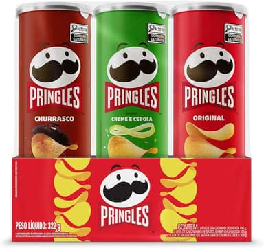 Pringles Pack Promo 3 Sabores Original Creme e Cebola e Churrasco 3 Latas