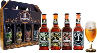 Presente Degustação de Cerveja Artesanal Schornstein: Bock + Pilsen + IPA + Weiss + Taça 350 ml