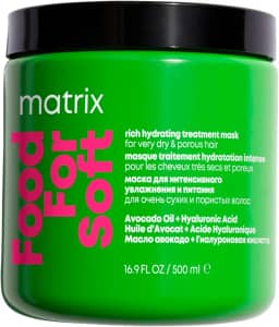 Matrix Food For Soft Máscara Capilar Hidratante, Com Ácido Hialurônico e Óleo de Abacate, Hidratação Profunda, Brilho e Maciez, Fórmula Vegana, Para Cabelos Secos, 500ml