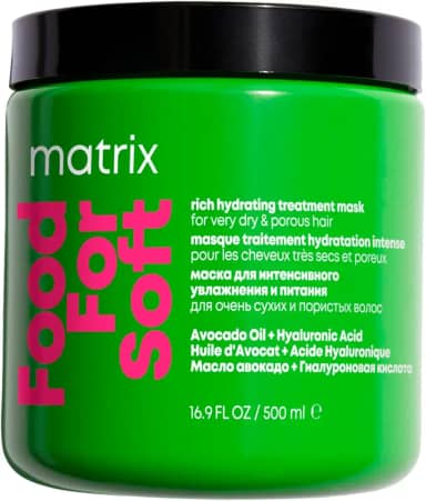 Matrix Food For Soft Máscara Capilar Hidratante, Com Ácido Hialurônico e Óleo de Abacate, Hidratação Profunda, Brilho e Maciez, Fórmula Vegana, Para Cabelos Secos, 500ml