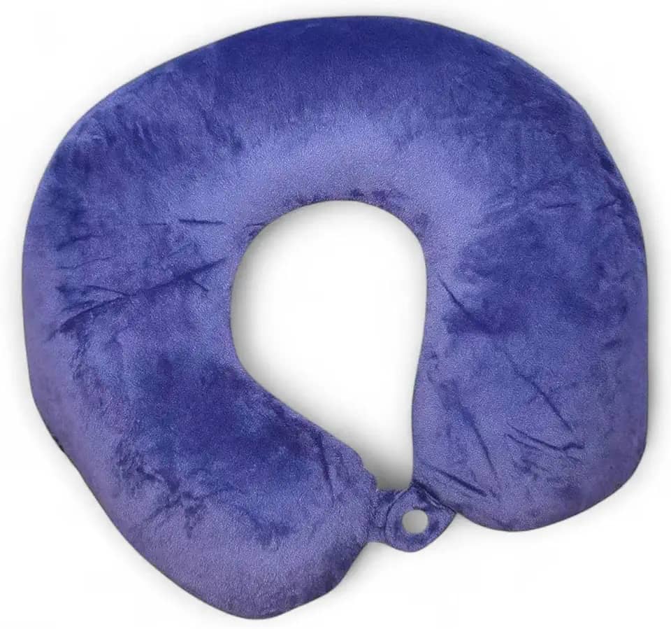 Almofada de Pescoço Travesseiro Cervical Ergonômico para Viagem Micropartículas Descanso (Violeta)