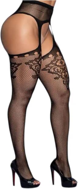 Meia-Calça 7/8 com Cinta Liga Integrada Cor Preto Tamanho Unico