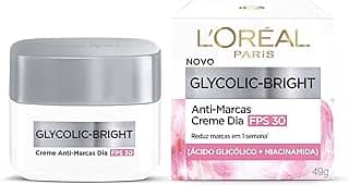 L'Oréal Paris Glycolic-Bright, Creme Anti-Marcas Dia FPS 30 com Ácido Glicólico e Niacinamida para Redução de Manchas e Uniformização da Pele, 49g
