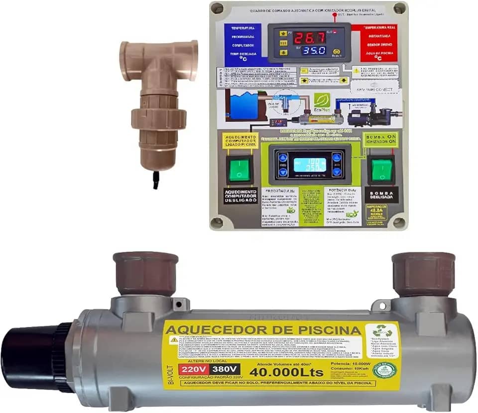 Aquecedor Automático de Piscina com Ionizador (capacidade de até 40.000 litros)