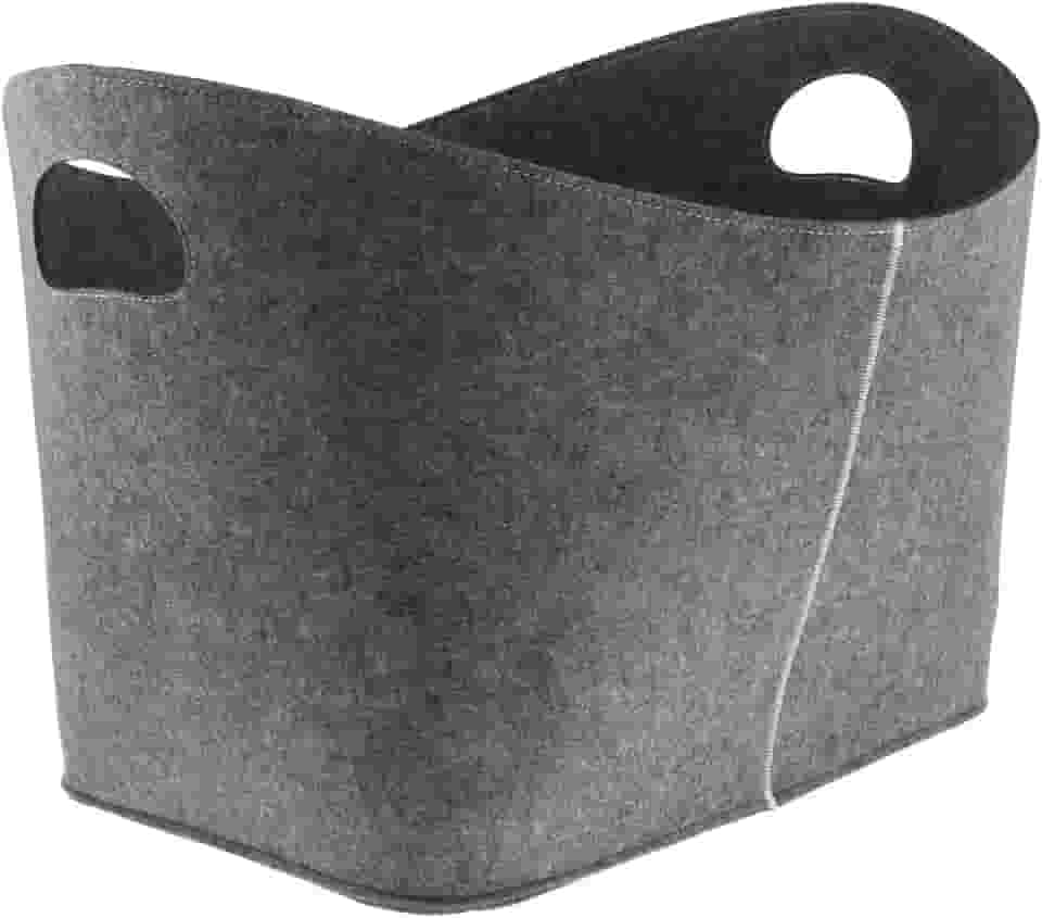 Cesto de roupa para roupas, brinquedos, livros, joris, cesto de armazemento de feltro dobrável, caixas de armazemento abertas com alça para, Cinza escuro