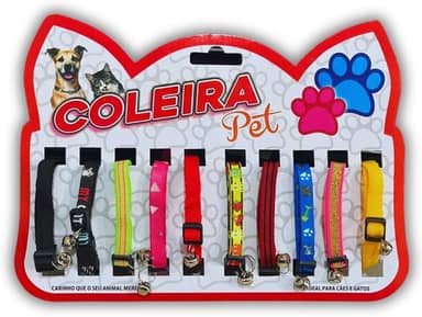 Kit 10 Coleira Para Gato Pet Com Guizo Sininho Anti Enforcamento Ajustavel
