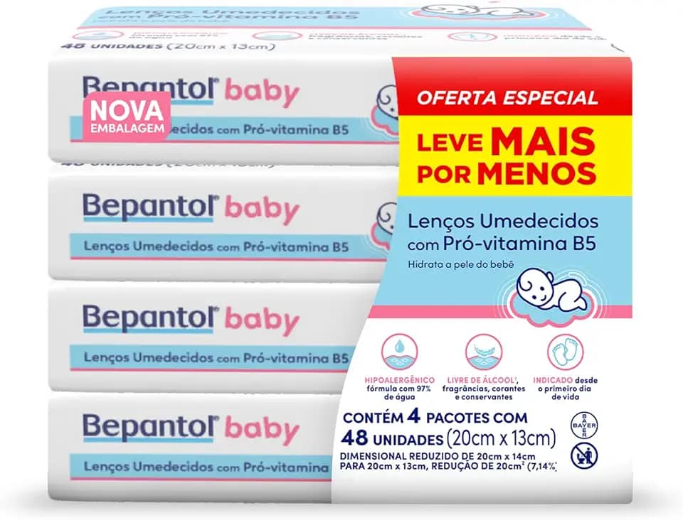 Bepantol Baby Leve 4 Pague 3 Kit 192 Lenços Umedecidos