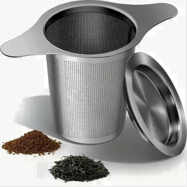 Infusor de Chá de Aço Inoxidável Tipo Cesta com Tampa