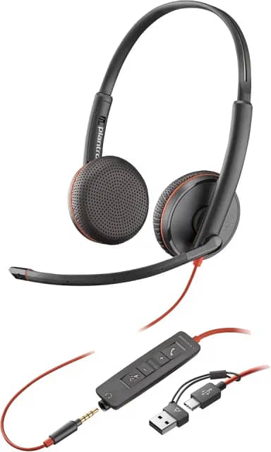 HEADSET POLY BLACKWIRE 3225 STEREO USB-C/A 3,5MM BULK