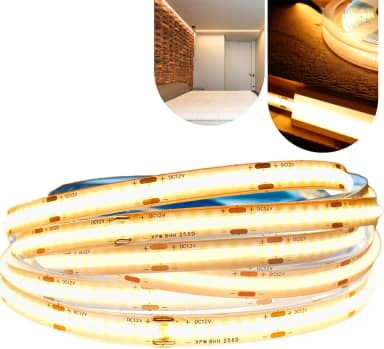 Fita Cob Super Led 5 M 320led/m 12v Ip20 Alto Brilho + Fonte (Branco Quente)