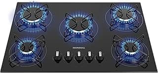 Cooktop a Gás, 5 Bocas, Mondial, Preto/Inox, Bivolt - CTG-02