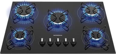 MONDIAL Cooktop a Gás, 5 Bocas, Preto/Inox, Bivolt - CTG-02