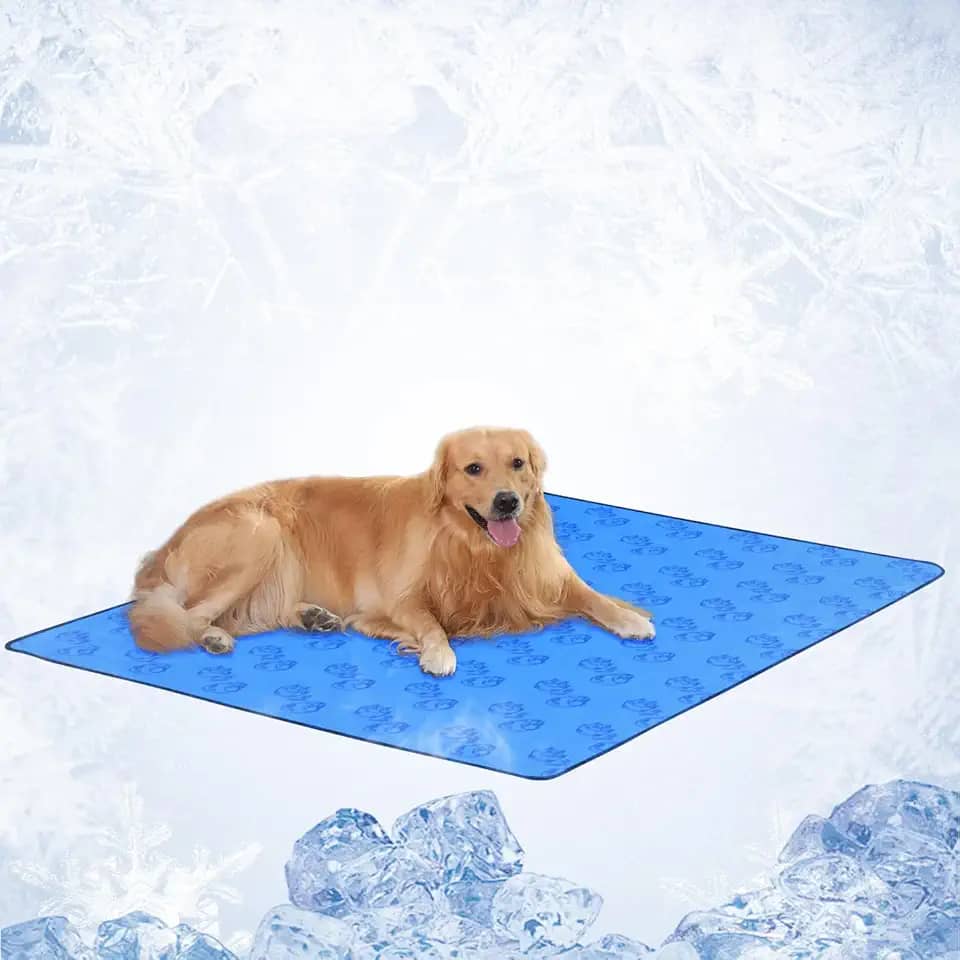 Tapete Fresco para Pets, Almofada Refrescante para Cães, Grande, Azul - Tapete Auto-Refrescante, Ativado por Pressão, Para Cães e Gatos, com 90x68cm