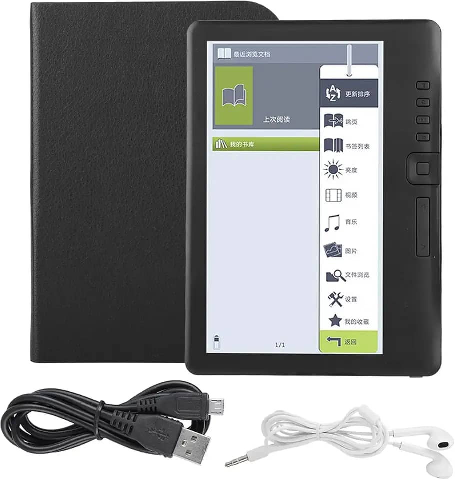 Leitor de e-book, livros digitais portáteis com capa protetora, leitor de tela colorida com cabo de carregamento para amantes de leitura (Memória 8G)