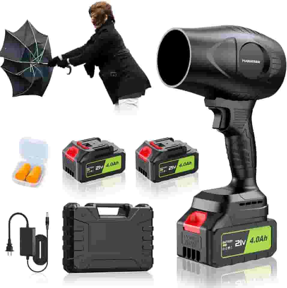 Soprador de folhas sem fio de 980.000 RPM - Soprador de folhas elétrico portátil de 21 V com baterias 2 × 4,0 Ah e carregador rápido - leve para limpeza de pátio, gramado, quintal, deck