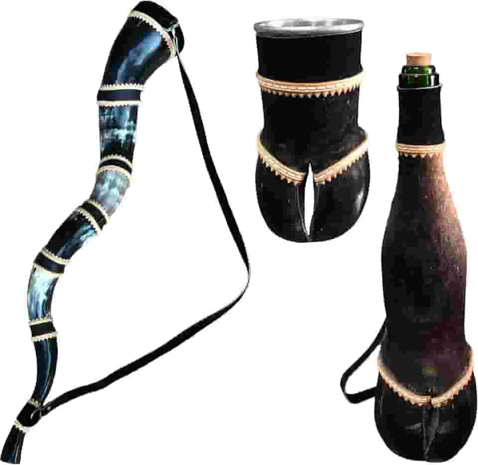 Kit Copo Pé De Bezerro + Berrante 5 Chifres Grande+ Garrafa