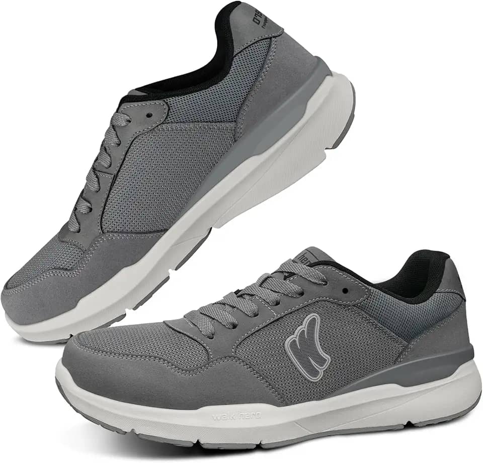 Tênis masculino de caminhada para fascite plantar, suporte de arco com sola de borracha antiderrapante, sapatos ortopédicos casuais confortáveis com bico largo