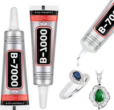 Cola para Joias para Metal e Pedra, 2 Peças 10Ml B7000 Adesivo de Alto Desempenho, Gel Autonivelante, À Prova D'Água, para Fazer Joias, Aplicação de Strass, Reparo de Tecido para Unhas