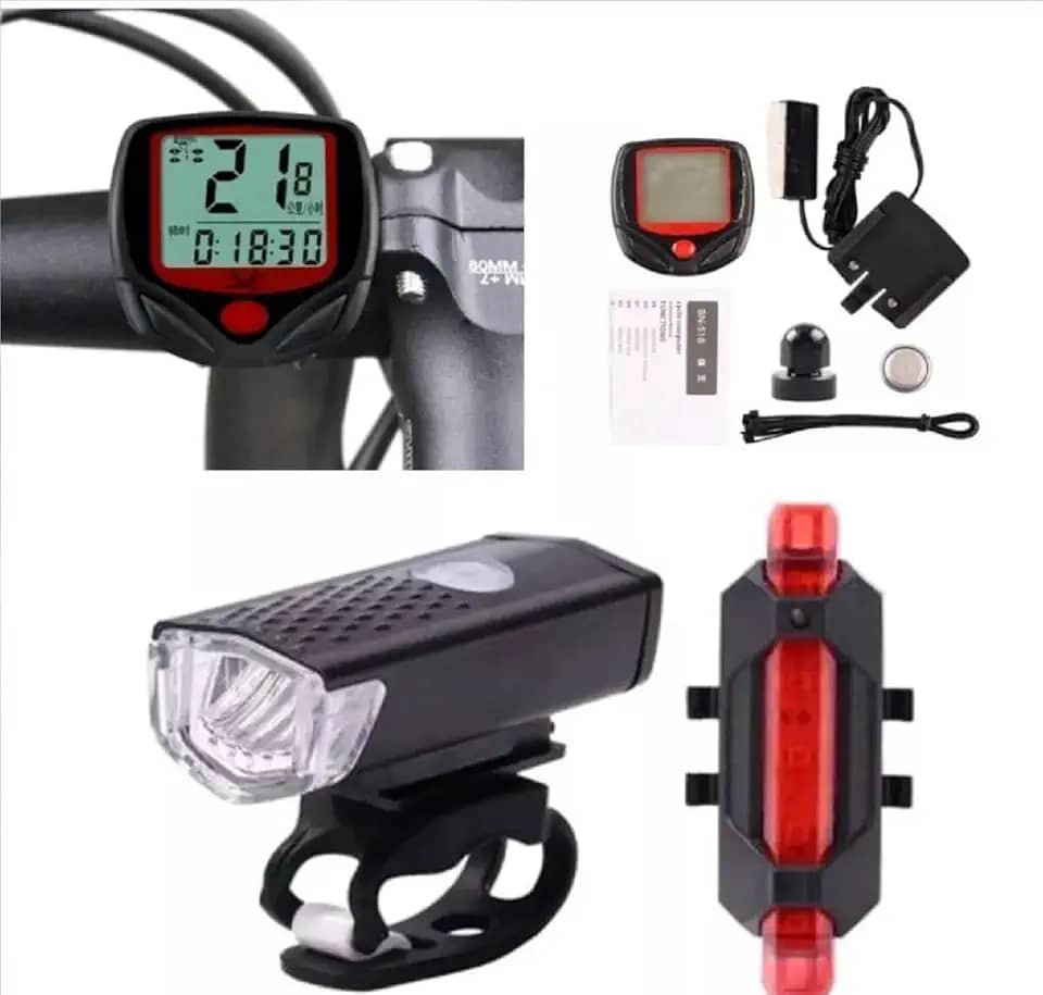 Velocímetro, Lanterna E Farol Bicicleta Bike Luz Ultra Led A Prova D'agua Bicicleta Digital