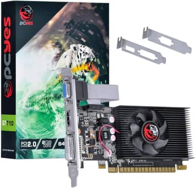 PLACA DE VIDEO NVIDIA GEFORCE GT 710 2GB DDR3 64 BITS COM KIT LOW PROFILE SINGLE FAN - PA710GT6402D3LP - PCYES