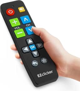 EZclicker Controle remoto universal de TV com botão grande (preto) simples e fácil de usar, funciona com as principais marcas de TV (2 pilhas AAA não incluídas)