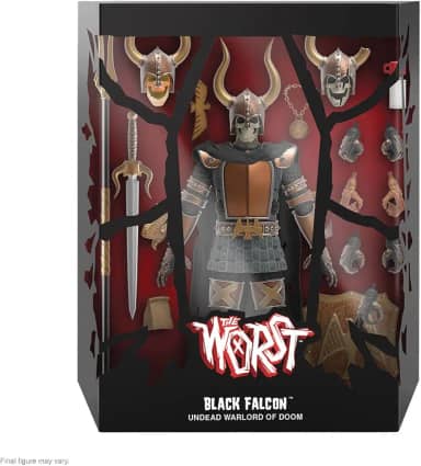 Super7 ULTIMATES! The Worst Black Falcon - 7' The Worst Action Figure with Accessories Collectibles and Retro Toys