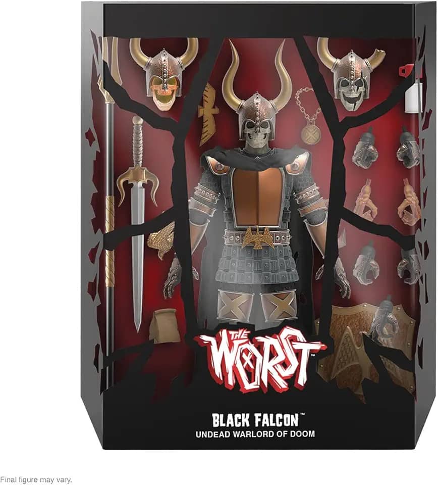 Super7 ULTIMATES! The Worst Black Falcon - 7' The Worst Action Figure with Accessories Collectibles and Retro Toys