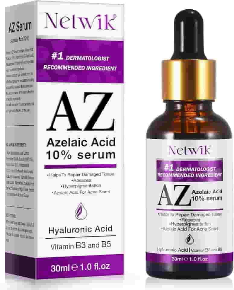 Marianp Sérum de ácido hialurônico para rosto - Soro de ácido azelaico 10% para tratamento facial e de cuidados com a pele com vitamina B3 e B5 para acne, pigmentação de espinhas, cravos, rosácea