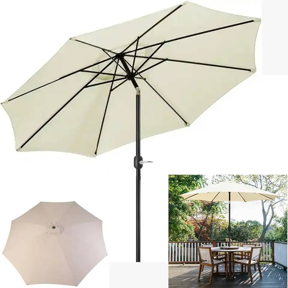 Ombrelone Guarda Sol 3m Grande Com Manivela Articulado Jardim Piscina Maresias Bege - AMZ