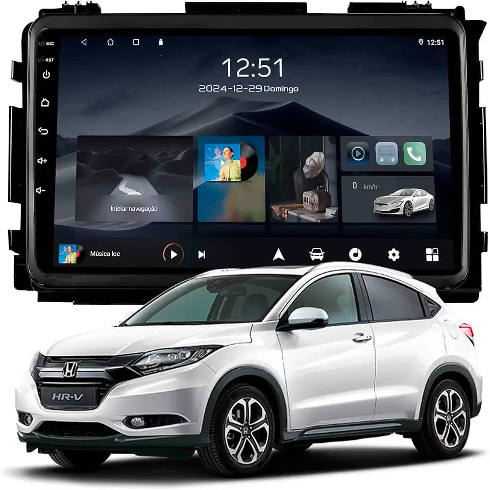 Multimídia Adak 9P HRV 2015 a 2021 2+64GB Quadcore Carplay Android Auto Gps