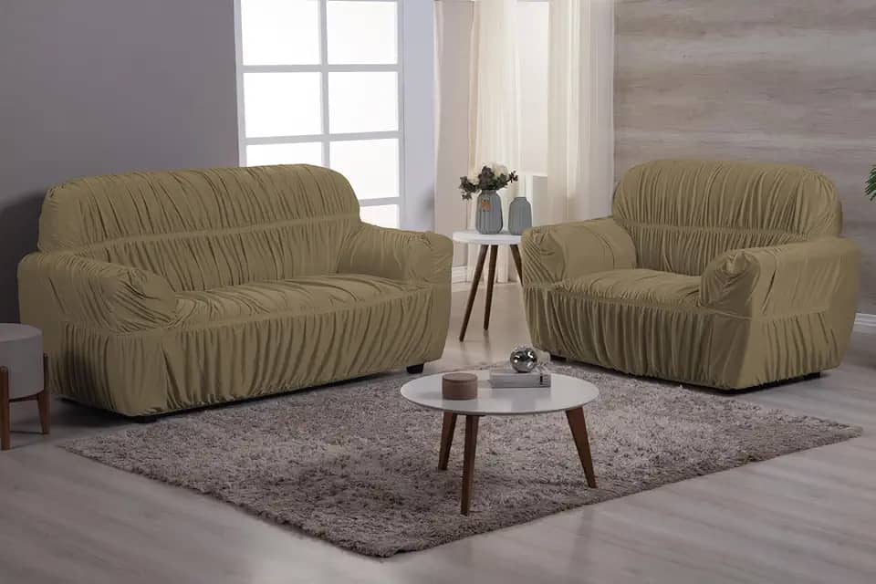 Capa de sofá Elasticada em Malha Gel Spandex (Avelã, Kit 2 e 3 Lugares)