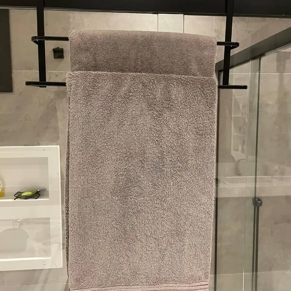 SUPORTE TOALHEIRO DUPLO PARA BOX BANHEIRO PORTA TOALHA DUPLO BOX REFORÇADO (Preto)