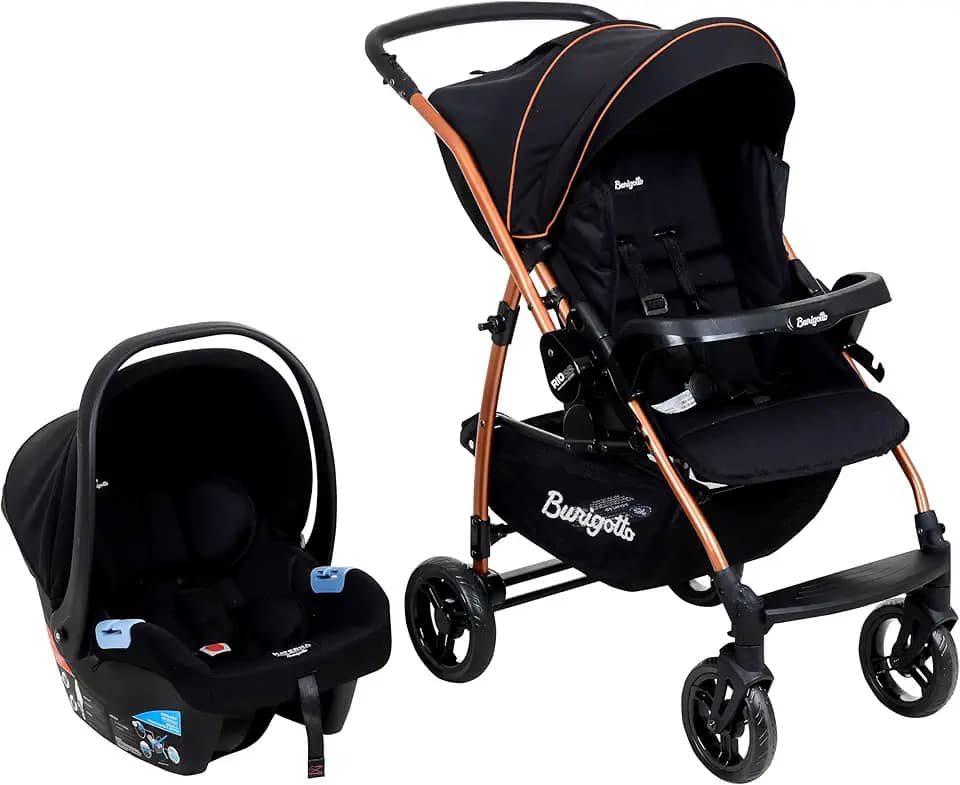 Travel System Burigotto Carrinho de Bebê Rio 22 com Bebê Conforto Materna Preto Cobre