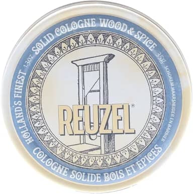 Reuzel Wood and Spice Solid Cologne Balm - Woodsy Scented, Wax Based Solid Tin Fragrance for Men - Notes of Fresh Lemon Zest, Intense Cedarwood, and Clove - Light, Fresh, Travel Size Pomade - 35 g
