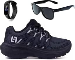 Tenis Infantil De Amarrar Meninos Leve Desenhos LIGHT + Oculos Relogio