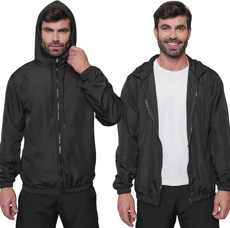 Jaqueta Corta Vento Impermeavel leve com Capuz e Ziper