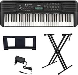 Kit Teclado Arranjador 61 Teclas PSR E283 com Fonte Bivolt e Suporte em X