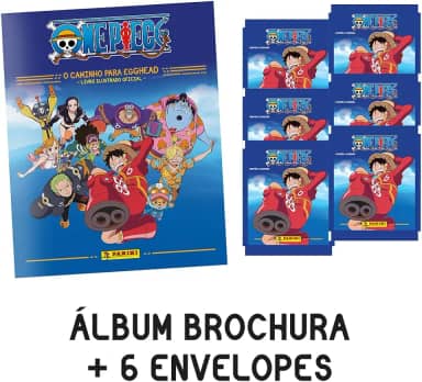 Kit C/ 1 Álbum Brochura + 6 Envelopes de Figurinhas One Piece Road To