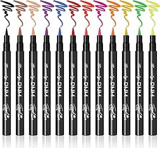 LOKFAR Conjunto colorido de delineador líquido fosco de 12 cores, caneta delineadora de olhos colorida em neon, delineador de olhos, caneta delineadora líquida suave à prova d'água de longa duração - #A