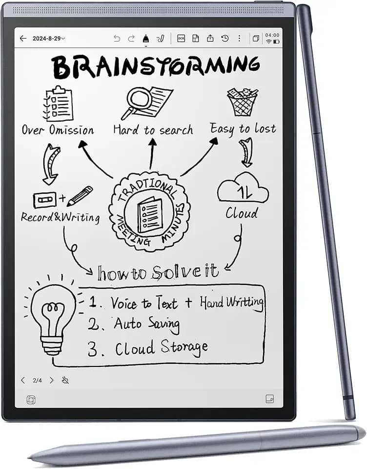 iFLYTEK Pacote AINOTE Air 2, tablet de 20,8 cm com inteligência artificial para anotações, caderno digital com caneta Stylus, suporte multilíngue de voz para texto, ChatGPT para trabalho, reuniões e