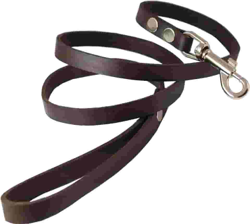 Coleira clássica para cães de couro legítimo 1,58 m marrom 5/8' de largura para cães de médio e grande porte