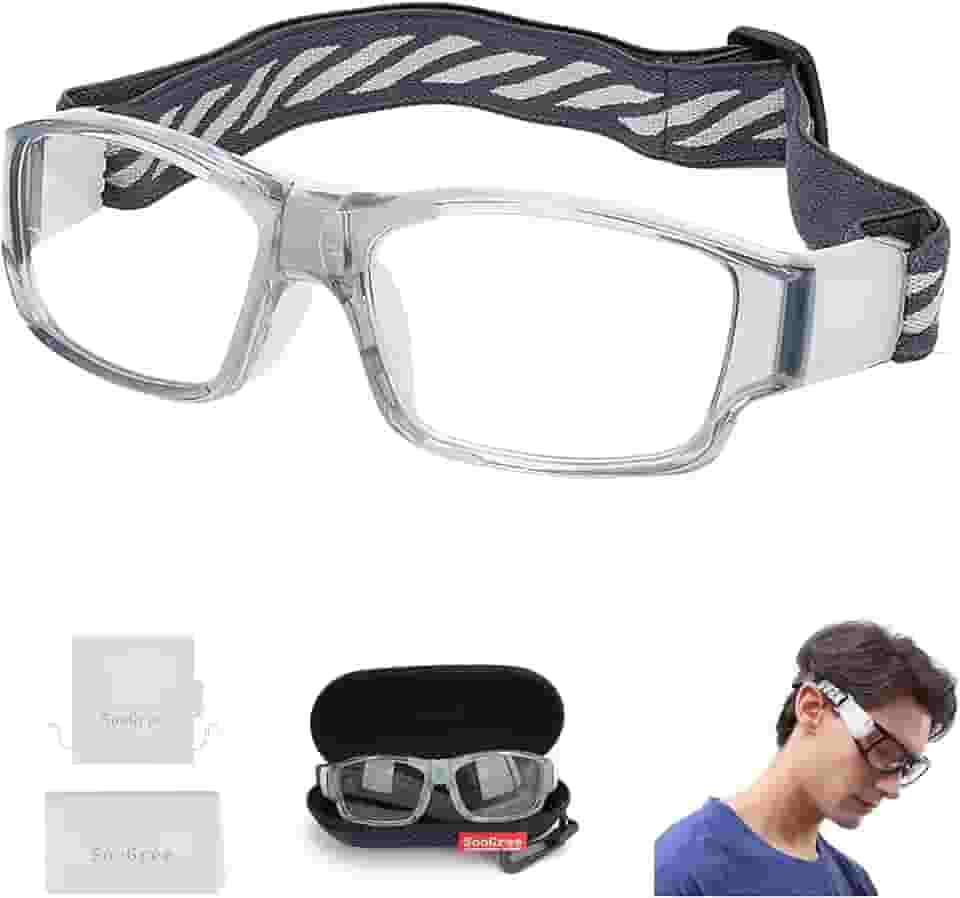 SooGree Óculos esportivos para adultos, óculos de corrida, basquete, futebol, absorção de choque, alça ajustável