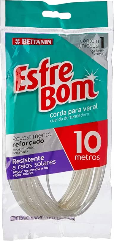 EsfreBom - Corda para Varal Revestida de 10 Metros, Cor Branca, Bettanin