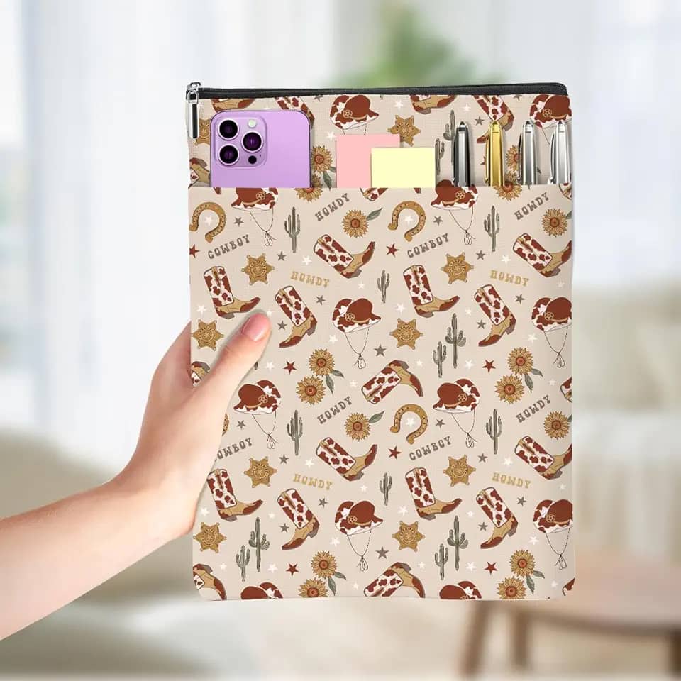 Presentes retrô de girassol ocidentais presentes para amantes de livros, capa de livros à prova d'água para livros com bolso frontal acessórios para livros presente para mulheres, sua esposa